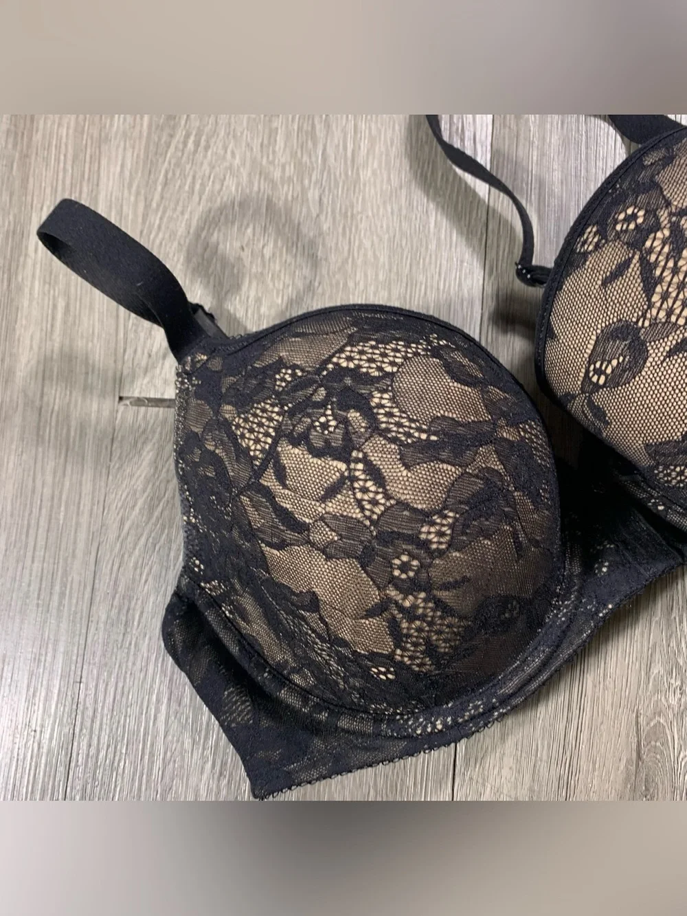 Wacoal Black Lace Finesse T-Shirt Underwire Bra size 34DD